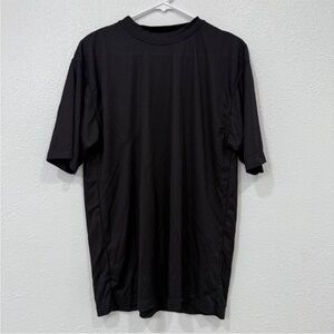 PAVO by Lastrada | Men's Black Ribbed Textured Knit Tee - L (16/18)